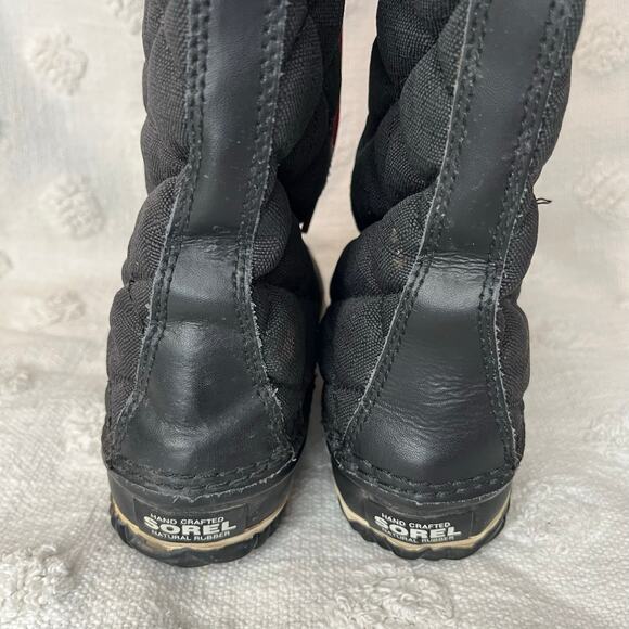 Sorel Quilted Tall Snow Boot Black Leather Waterproof Lace Up Lined Women’s 7.5 - Picture 4 of 7